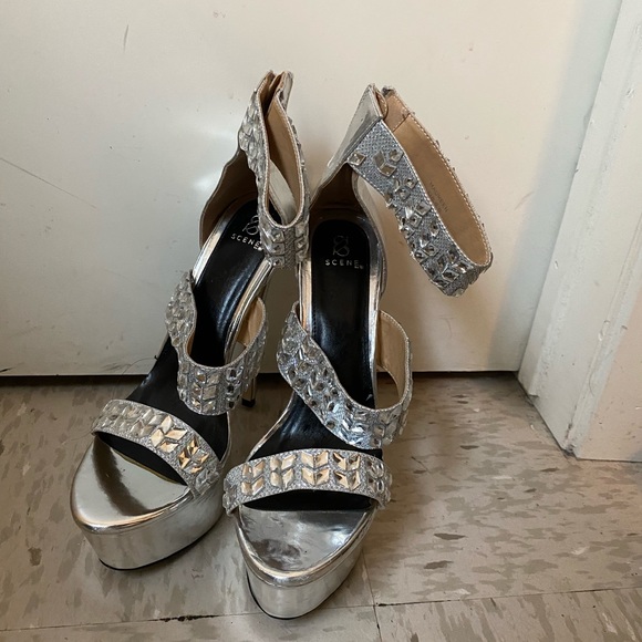 silver high heels macy's